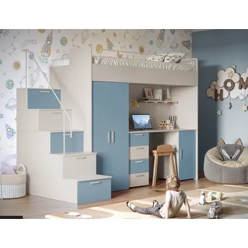 Dětská postel Nábytek PEGAS s.r.o. Patrová postel PARADISE 4S Kašmír Modrá mat