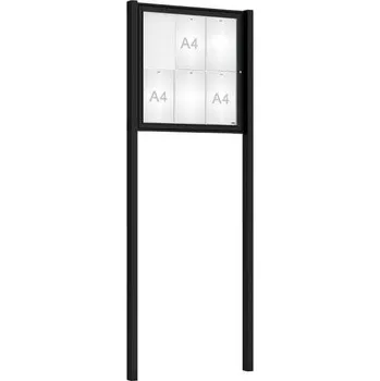 Informační tabulka Venkovní elegantní vitrína Tradition, 6 x A4, včetně sloupků, černá + doprava zdarma