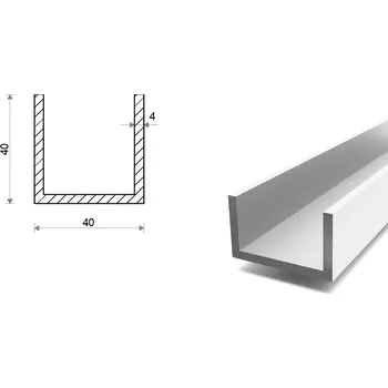 Stavební profil Hliníkový U profil 40x40x40x4