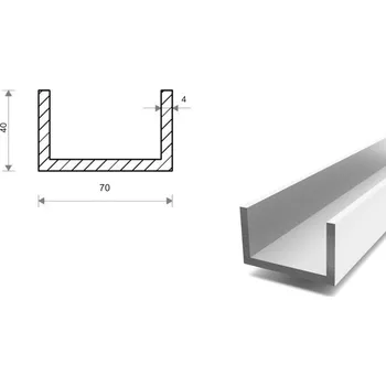 Stavební profil Hliníkový U profil 40x70x40x4