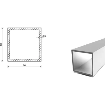 Stavební profil Hliníkový jekl 50x50x2,5 (EN 6060)