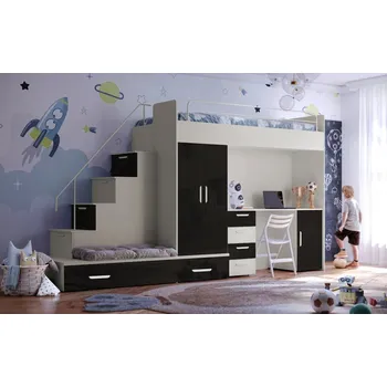 Dětská postel Nábytek PEGAS s.r.o. Vyvýšená postel PARADISE 5, Kašmír Černá lesk