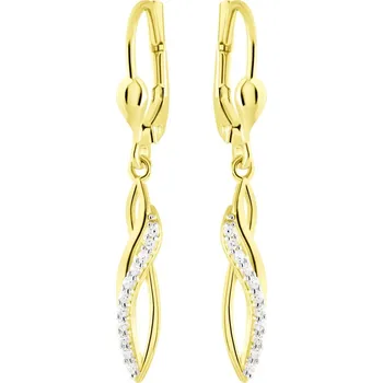 Náušnice GEMMAX Visací náušnice ze žluto-bílého zlata se zirkony – zlatý šperk ryzosti 585/1000 v Dárkovém balení s Certifikátem GLECB-03128