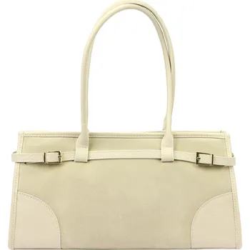 Kožená kufříková kabelka Luka 24-067 světlé béžová