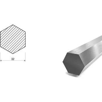 Stavební profil Nerezová šestihranná tyč 32 mm (1.4305)