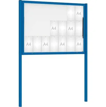 Informační tabulka Venkovní vitrína Classique, 21 x A4, včetně sloupků, modrá + doprava zdarma