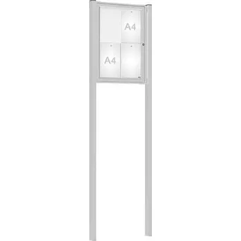 Informační tabulka Venkovní elegantní vitrína Tradition, 4 x A4, včetně sloupků, elox + doprava zdarma