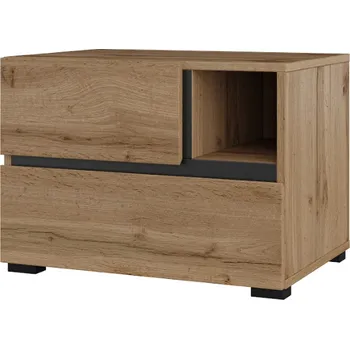 Noční stolek Noční stolek Cross - Helvetia Wotan dub/wotan dub-černý 55x40 cm