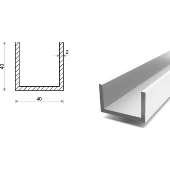 Stavební profil Hliníkový U profil 40x40x40x2