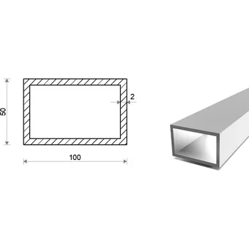 Stavební profil Hliníkový jekl 100x50x2 (EN 6060)