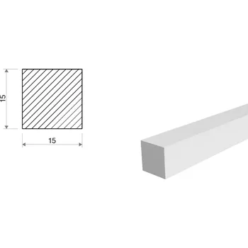Stavební profil Hliníková tyč čtvercová 15x15 mm (EN 6060)