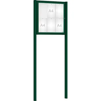 Informační tabulka Venkovní vitrína Classique, 6 x A4, včetně sloupků, zelená + doprava zdarma