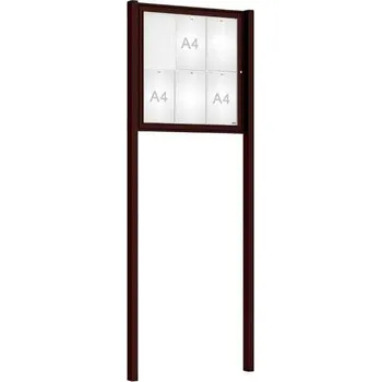 Informační tabulka Venkovní elegantní vitrína Tradition, 6 x A4, včetně sloupků, hnědá + doprava zdarma