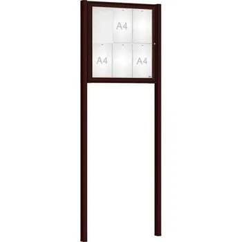 Informační tabulka Venkovní vitrína Classique, 6 x A4, včetně sloupků, hnědá + doprava zdarma