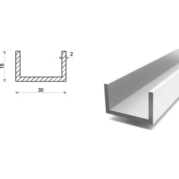 Stavební profil Hliníkový U profil 15x30x15x2