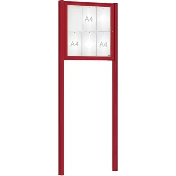 Informační tabulka Venkovní vitrína Classique, 6 x A4, včetně sloupků, červená + doprava zdarma