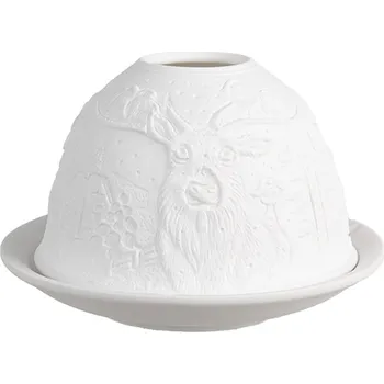 Svícen Clayre & Eef, Holandsko Porcelánový svícen na čajovou svíčku DEER Clayre & Eef 6CE1834 Ø 12x8 cm