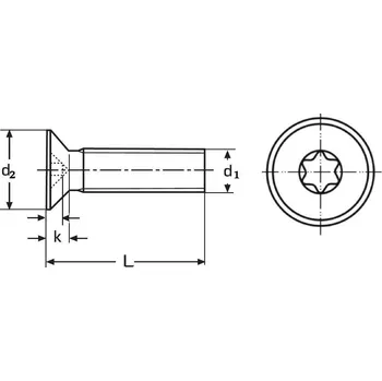 Spojovací materiál šroub M6x16 A2 NEREZ zápustná hlava TORX 30 ISO 14581