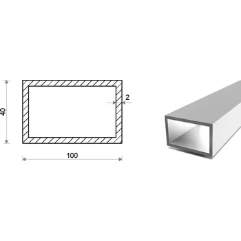 Stavební profil Hliníkový jekl 100x40x2 (EN 6060)