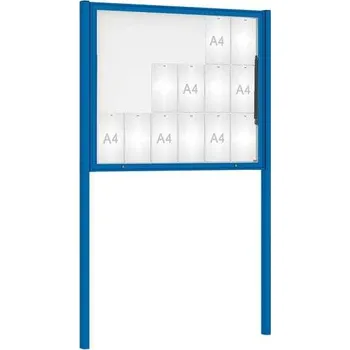 Informační tabulka Venkovní vitrína Classique, 18 x A4, včetně sloupků, modrá + doprava zdarma