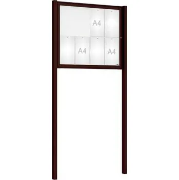 Informační tabulka Venkovní elegantní vitrína Tradition, 8 x A4, včetně sloupků, hnědá + doprava zdarma