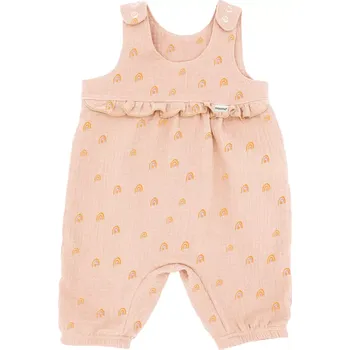 Dětský overall Mušelínový overal dívčí, GOTS BABY, vzor duha