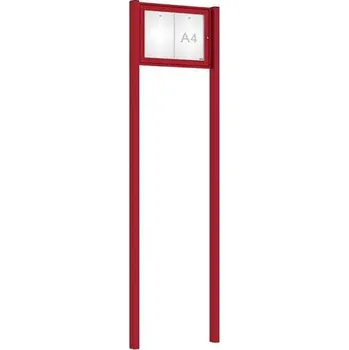 Informační tabulka Venkovní elegantní vitrína Tradition, 2 x A4, včetně sloupků, červená + doprava zdarma