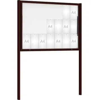 Informační tabulka Venkovní vitrína Classique, 21 x A4, včetně sloupků, hnědá + doprava zdarma