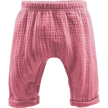 Dívčí kalhoty Mušelínové ohrnuté dívčí kalhoty GOTS BABY, starorůžové
