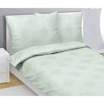Povlečení Bellatex Povlečení bavlněný satén, Zelená linie - 140x200, 70x90cm