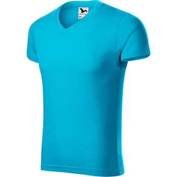 Reklamní Slim Fit V-neck tričko pánské, tyrkysová, S