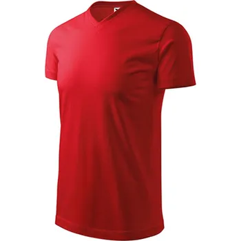 Pánské tričko Reklamní Heavy V-neck tričko unisex, červená, L