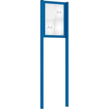 Informační tabulka Venkovní elegantní vitrína Tradition, 4 x A4, včetně sloupků, modrá + doprava zdarma