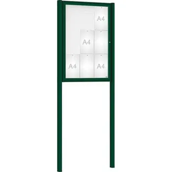 Informační tabulka Venkovní vitrína Classique, 9 x A4, včetně sloupků, zelená + doprava zdarma