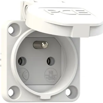 Elektrická zásuvka PC Electric 104-0ws zásuvka vestavná 3-pólová, 16A / 220V, krytí IP 44, boční přívod, bílá