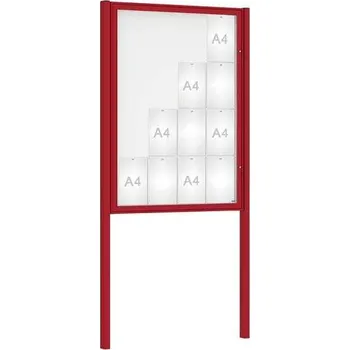 Informační tabulka Venkovní vitrína Classique, 16 x A4, včetně sloupků, červená + doprava zdarma