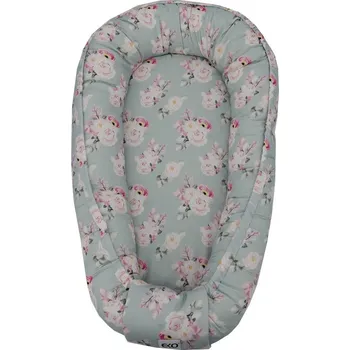 Hnízdečko pro miminko Bambusové hnízečko,zeleno-modré, vzor kytka