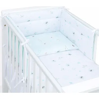 Příslušenství pro dětskou postel a kolébku Nerozebíratelný mantinel s povlečením bavlna Mišánci 60/100x135 cm - Mátová