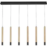 Azzardo Izolda 6 závěsné svítidlo LED 30W 2550lm 3000K 100cm IP20, černá/světlé dřevo