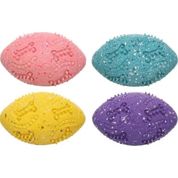 Hračka pro psa Flamingo Pet Products NV Hračka latex Freckles rugby 8,8cm mix barev Flamingo