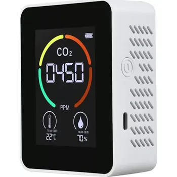 Detektor CO Detektor CO2, připojení USB-C, integrovaná baterie 1200mAh, rozsah měření 400-5000 PPM