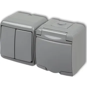 Elektrická zásuvka Zásuvka s vypínačem č.5, IP54, šedá, Karlik