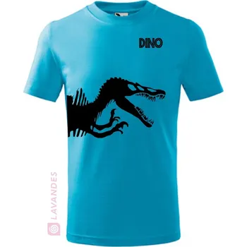 Dino, dětské, tyrkys, 110 (Dětské tričko s dinosaurem)