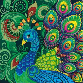 Diamantové malování Diamantový obrázek 7D - Páv - 30 x 30 cm - 1006569
