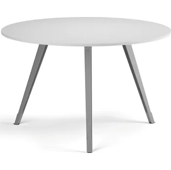 Psací stůl B2B Partner Konferenční stůl PRIMO ZEN, průměr 120 cm, šedostříbrná podnož, bílá