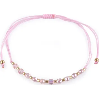 Náramek Náramek shamballa broušené korálky s AB efektem, malé, 2 růžová nejsv. AB