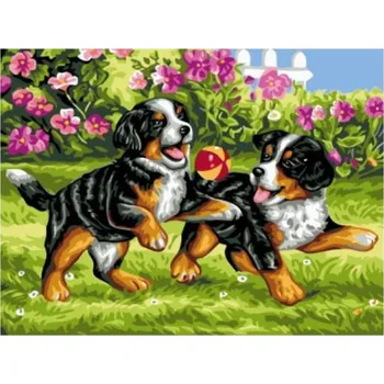 Diamantové malování Diamantový obrázek - Hravá štěňátka - 30 x 40 cm - 1006963