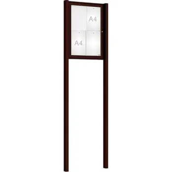 Informační tabulka Venkovní elegantní vitrína Tradition, 4 x A4, včetně sloupků, hnědá + doprava zdarma