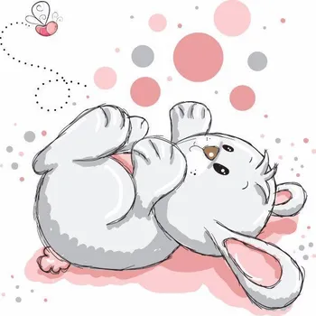 Samolepící dekorace V leže hrající si králíček samolepka na zeď - M