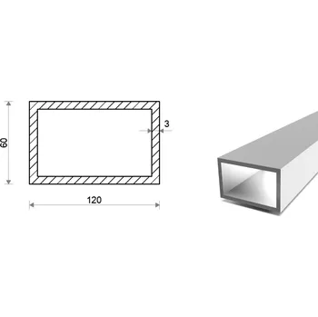 Stavební profil Hliníkový jekl 120x60x3 (EN 6060)